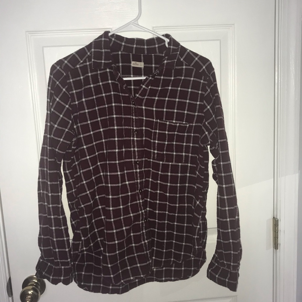 Maroon and white flannel